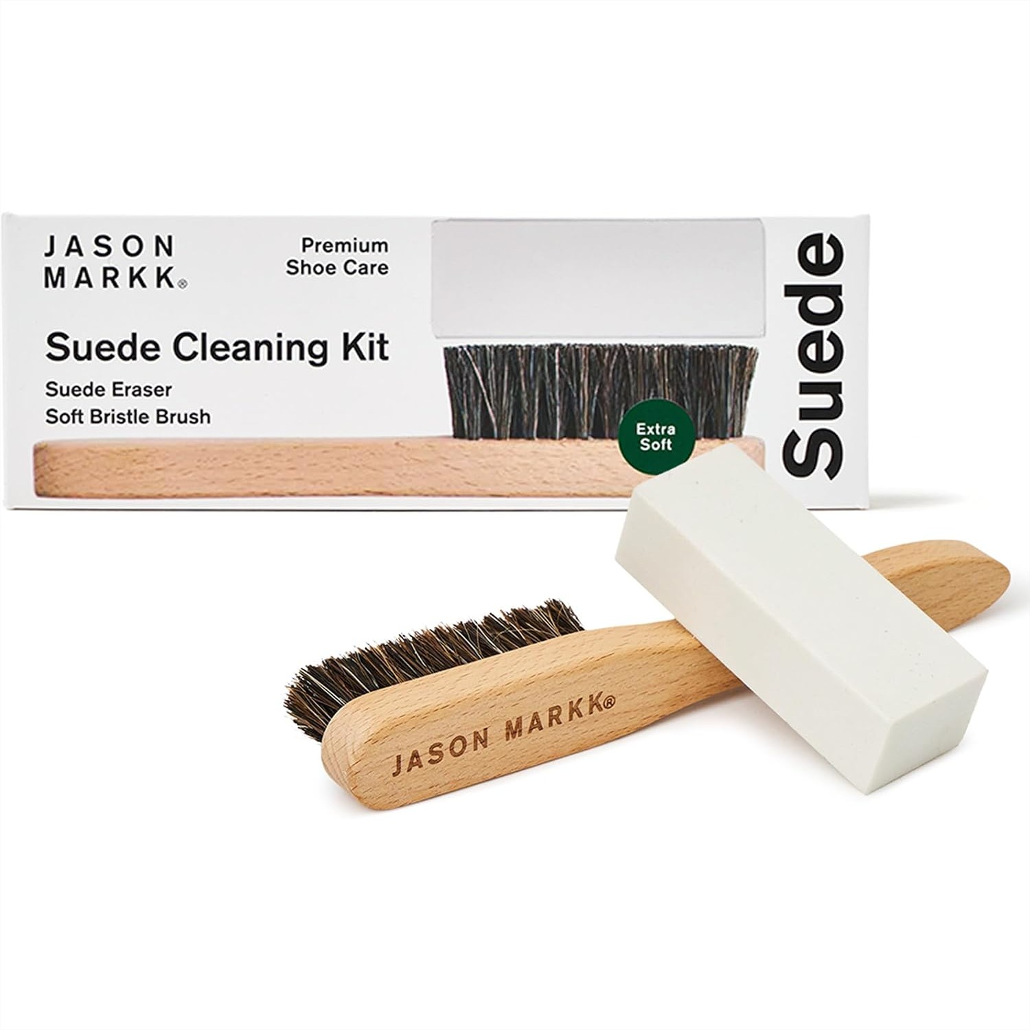 Sneaker Shoe Care Kit - ชุดทำความสะอาดรองเท้าหนังกลับพร้อมแปรงและยางลบคราบสกปรก ชุดดูแลรองเท้าผ้าใบ 2 ชิ้น สำหรับหนัง นูบัค