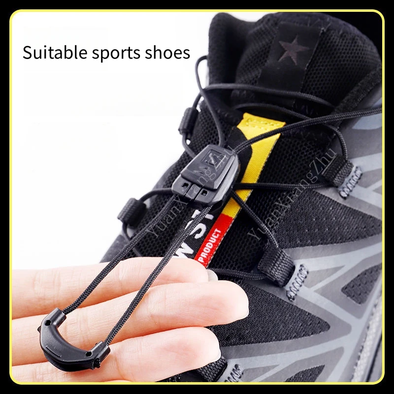Sneaker Care Accessories - เชือกรองเท้าแบบไม่ต้องผูกสำหรับรองเท้าผ้าใบวิ่ง ผู้ใหญ่และเด็ก สีดำ/ขาว อุปกรณ์เสริมเชือกรองเท้าแบบไม่ต้องผูก