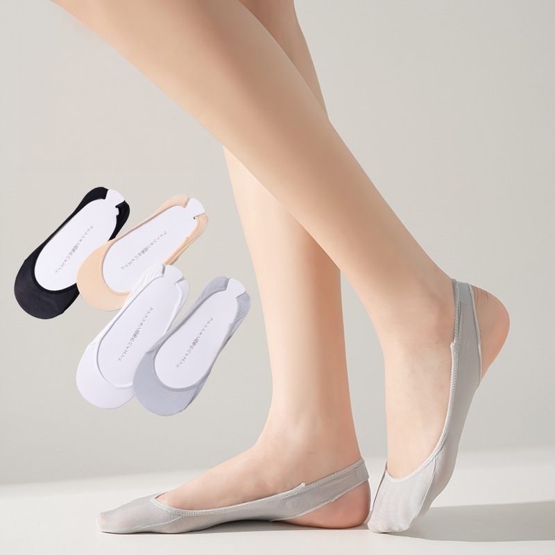 Insole Memory Foam - 1/3/5 คู่ผู้หญิง Icy Silk No-แสดงถุงเท้าฤดูร้อนซิลิโคนรองเท้าแตะถุงเท้าหน่วยความจําโฟมเบาะ Ultra
