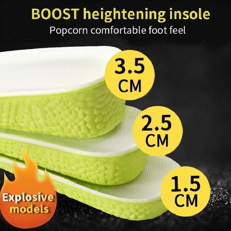 Insole Memory Foam - พื้นรองเท้าเพิ่มความสูงที่มองไม่เห็น 1 คู่พื้นรองเท้าเมมโมรี่โฟมสีเขียว, ระบายอากาศได้และสะดวกสบายผู้ชายและผู้หญิงสามารถเป็นพื้นรองเท้าได้