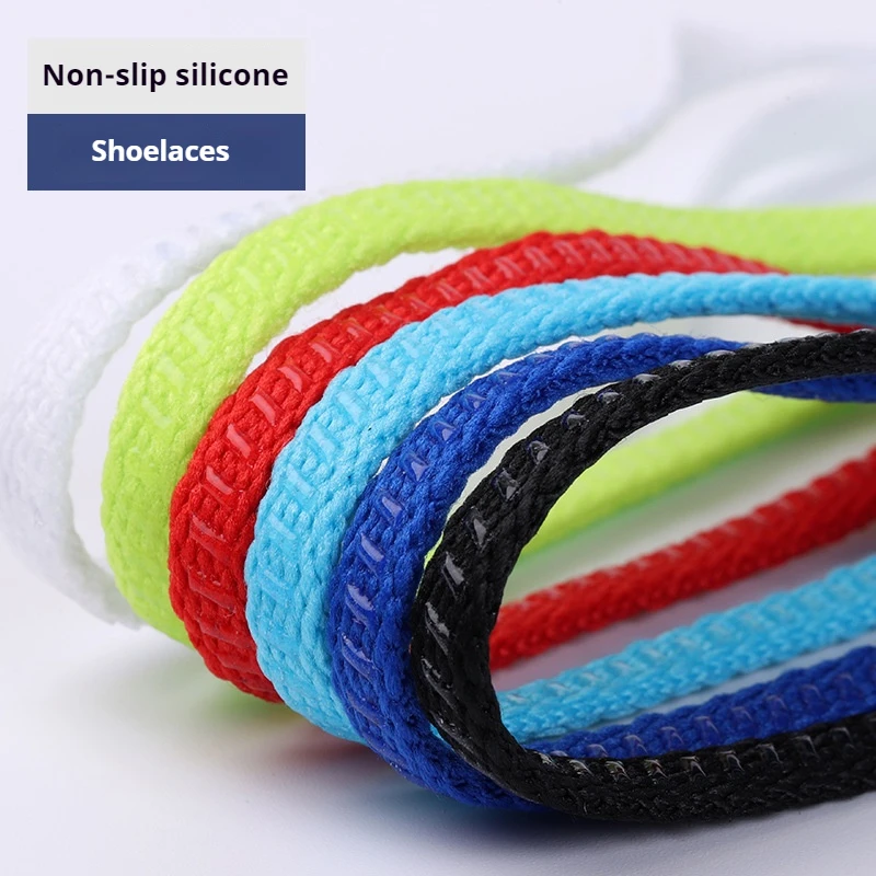 Sneaker Care Accessories - เชือกผูกรองเท้าซิลิโคนกันลื่น 1 คู่ เชือกผูกรองเท้าแบบแบนสองด้าน สำหรับรองเท้าผ้าใบ รองเท้าเทนนิส